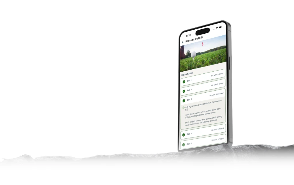 Golf Range Trainer session instructions screen